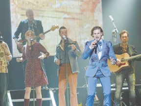 Former Londoner David Moote takes on the Hank Snow role (in blue suit) in Oh Canada What A Feeling!, a touring show celebrating Canadian music and billed as "the concert that never was." (Special to Postmedia News)