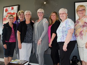 The Relay for Life committee is getting ready for round two. From L-R: Laura Lee Link, Joni Freeman, Rosaleen Berger, Karen Andrew, Leslie Claringbull, BJ Scott and Peggy Olson. John Stoesser photo/Pincher Creek Echo.