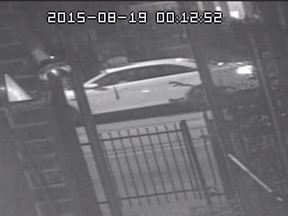 Police says the Shaka Reid murder suspects drove off in this four-door, white Ford Taurus. (Toronto Police handout)