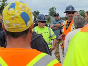 Officials with Ontario's Labour Minister visited the Green Electron site last month where unionized construction workers set up an information picket line over safety concerns at the natural gas-fired electricity project in St. Clair Township. File photo