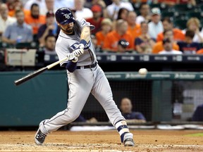 Rays catcher Curt Casali was placed on the 15-day disabled list one day after straining his left hamstring running the bases following a home run on Tuesday. (Pat Sullivan/AP Photo)