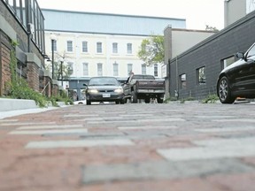 JASON MILLER/THE INTELLIGENCER
City staff say they will be replacing the bricks pictured here that were laid as a part of the downtown revitalization project, as they're failing to handle vehicular traffic and winter weather.
