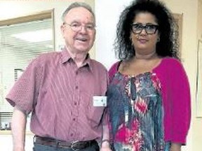 Rudy Traxel and Sharlene Mohammed in the Allen Gray Continuing Care Centre. (SUPPLIED)