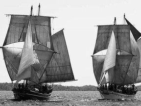 The ship to the left is the STV Playfair and the right ship is the STV Pathfinder. Macaulay and Cameron sailed on both as trainees and Petty Officers. As Officers they served as crew on Playfair. (Contributed photo)