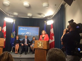 Marg McCuaig-Boyd speaking at the Alberta Legislature.  Matt Dykstra/Edmonton Sun