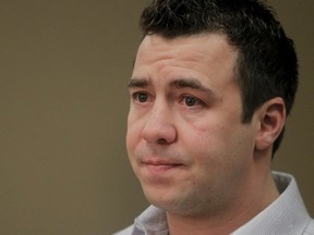 Todd Holt, a Graham James abuse victim, speaks to media at the Spray Lake Sawmills Family Recreation Centre in Cochrane on March 20, 2012. (LYLE ASPINALL/CALGARY SUN)