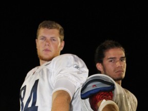 Quarterbacks Graham Kelly (left) and Nick Gorgichuk will be keys for the Ottawa Sooners, who face the two-time defending OFC champs - the Windsor AKO Fratmen - on Saturday at Carleton University.TIM BAINES/OTTAWA SUN