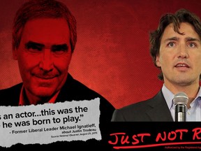 A Conservative attack ad using a Michael Ignatieff quote to target Justin Trudeau posted on the party's Facebook page this week.  (Handout/Postmedia Network)