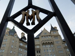 A MH logo is visible in a railing at the Fairmont Hotel Macdonald, 10065 - 100 St., in Edmonton Alta. on Thursday July 2, 2015. David Bloom/Edmonton Sun