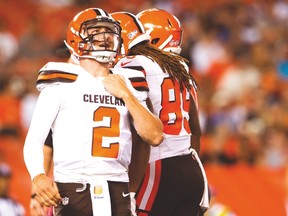 Browns quarterback Johnny Manziel has been nursing a sore elbow in the pre-season. (AFP)