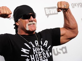FILE - In this May 14, 2015 file photo, Hulk Hogan attends the NBCUniversal Cable Entertainment 2015 Upfront at The Jacob Javits Center in New York. While speaking to TV critics Thursday, July 30, 2015, about his HBO series “Ballers,” Dwayne Johnson was asked to comment on the tape of Hogan making racist comments. Johnson, also a former pro wrestler, said he was “disappointed” when he heard about Hogan’s remarks, but also said the comments didn’t match his personal history with him. (Photo by Evan Agostini/Invision/AP, File)