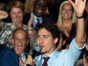 Liberal leader Justin Trudeau addresses supporters at a rally Friday, August 28, 2015 in Montreal. (THE CANADIAN PRESS/Paul Chiasson)