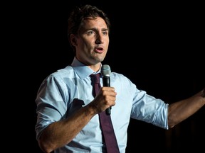 Liberal leader Justin Trudeau addresses supporters at a rally Friday, August 28, 2015 in Montreal. THE CANADIAN PRESS/Paul Chiasson
