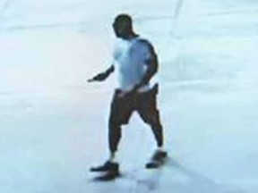 This image taken from video surveillance provided by the Harris County Sheriff’s Office shows a suspect in the death of Deputy Darren Goforth, who was shot several times while filling up his patrol car at a suburban Houston gas station Friday, Aug. 28, 2015. Harris County Sheriff Ron Hickman said that surveillance video shows there were people at the gas station and asked that they reach out with any information that could lead to the man who ambushed Goforth.  (Harris County Sheriff’s Office via AP)