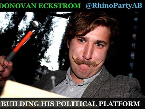 The only Rhino Party candidate running in Alberta, Donovan Eckstrom. Photo supplied