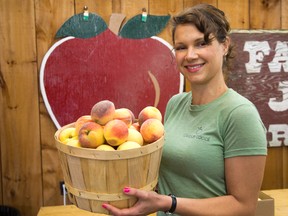 Lori Washington of Globally Local is spearheading an effort to have children sell fruits and vegetables instead of candy during fundraising drives in London, Ont. on Tuesday August 25, 2015. (DEREK RUTTAN, The London Free Press)