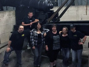 Dave Gibb (far left), Canadian Haunting and Paranormal Society director and lead investigator,  and his team of volunteer investigators at the Murney Tower in Kingston, Ont. on Saturday August 29, 2015. Supplied Photo
