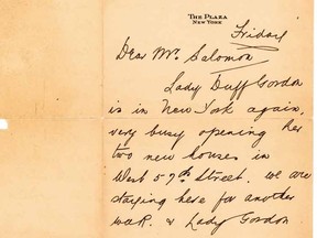 This undated photo provided by Lion Heart Autographs shows a letter by one of the survivors of the sinking of the Titanic written six months after the disaster, which could fetch $4,000 to $6,000. The letter - saved by a fellow passenger who climbed aboard the so-called “Money Boat” before the ocean liner went down - will be sold by Lion Heart Autographs, along with two other previously unknown artifacts from Lifeboat 1 on Sept. 30, 2015. The auction marks the 30th anniversary of the wreckage’s discovery at the bottom of the Atlantic Ocean. (Lion Heart Autographs via AP)
