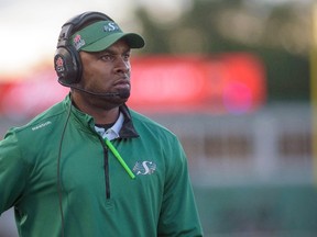The Roughriders fired head coach Corey Chamblin (pictured) and vice president of football operations and general manager Brendan Taman on Monday, a day after the team lost for the ninth consecutive time to start the season. (Derek Mortensen/The Canadian Press/Files)