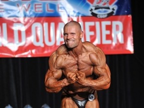 Ryan Waywood, 43, at the IFBB International Events Qualifier in Toronto on Aug. 22. Waywood finished first in the Mens open middleweight.