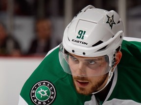 Tyler Seguin #91 of the Dallas Stars waits for a faceoff against the New Jersey Devils at the Prudential Center on October 24, 2014 in Newark, New Jersey.   Bruce Bennett/Getty Images/AFP