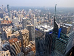 The Trump International Hotel and Tower antenna can be seen Monday, Aug. 31, 2015. (Dave Abel/Toronto Sun)