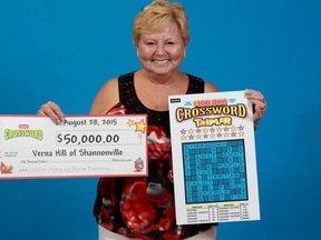 SUBMITTED PHOTO
Shannonville woman Verna Hill won $50,000 playing the Instant Crossword game.