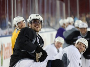 Anze Kopitar of the Los Angeles Kings takes part in a practice at Levi's Stadium in Santa Clara, Calif., on February 20, 2015. (Bruce Bennett/Getty Images/AFP)
