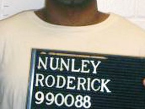 FILE- This April 22, 2014, file photo provided by the Missouri Department of Corrections shows Roderick Nunley. The U.S. Supreme Court on Tuesday, Sept. 1, 2015, said it would not stop the execution of Nunley in Missouri. Nunley who spent nearly 25 years on Missouri's death row was executed Tuesday for the kidnapping, rape and stabbing death of a 15-year-old Kansas City girl. (Missouri Department of Corrections via AP, File)