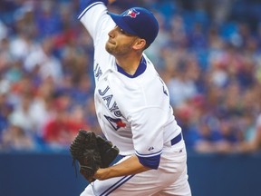 Jays starter Marco Estrada gave up the most home runs in the N.L. last season — and two more against Cleveland last night. (ERNEST DOROSZUK/Toronto Sun)
