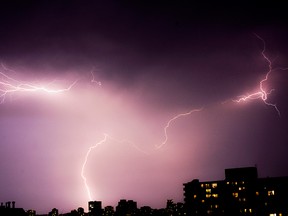 This impressive lightning photo was taken Wednesday night, overlooking downtown Ottawa, during a series of thunder storms which swept through the area. (DANI-ELLE DUBE Ottawa Sun / Postmedia Network)