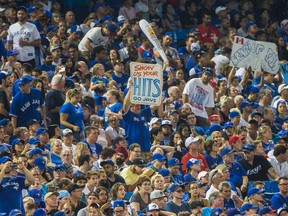 Blue Jays fans cheer during 8th inning action as Toronto take on the Cleveland Indians at the Rogers Centre on Wednesday September 2, 2015. (Ernest Doroszuk/Toronto Sun)
