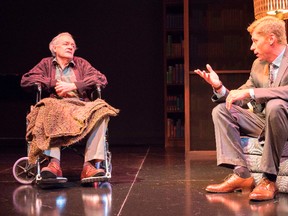 Ian D. Clark, left, and Geoffrey Pounsett star in Tuesdays with Morrie, a Thousand Islands Playhouse production. (Thousand Islands Playhouse)