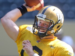 Winnipeg Blue Bombers quarterback Brian Brohm appears to be the favourite to start against Saskatchewan on Sunday. (Brian Donogh/Winnipeg Sun file photo)