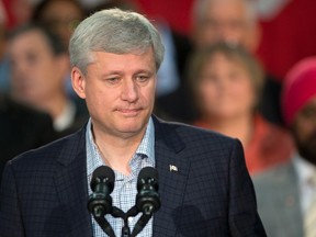 Conservative Leader Stephen Harper speaks about the Syrian refugee crisis during a campaign event in Surrey, B.C. on Thursday, Sept.r 3, 2015. (The Canadian Press)