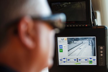 Motorman Allen Richard drives an LRT train during a media tour on the new Metro LRT line in Edmonton, Alta., on Thursday September 3, 2015. The LRT extension will open on Sunday, Sept. 6 cost a total of $665 million to build and connects Churchill Station to NAIT. Ian Kucerak/Edmonton Sun/Postmedia Network