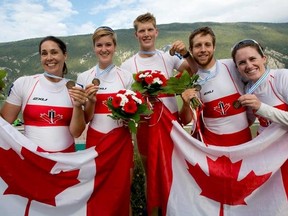 Canada's legs/trunk/arms mixed coxed four team of  Veronique Boucher (left) Victoria Nolan, Greater Sudbury's Curtis Halladay, Andrew Todd and coxswain Kristen Kitt won bronze at the para-rowing world championships in France on Thursday. The result earned the team a berth in the 2016 Paralympics in Brazil.