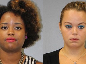 In this undated photo provided by the Union County Prosecutor’s Office in Elizabeth, N.J., Chanese White, left, and Erica Kenny are shown. White 28, and Kenny, 22, are accused of instigating scuffles among young children as part of what one compared to the movie "Fight Club,” at a day care center where they worked. Both entered pleas Friday, Sept. 4, 2015, on fourth-degree child abuse charges. (Union County Prosecutor’s Office via AP)