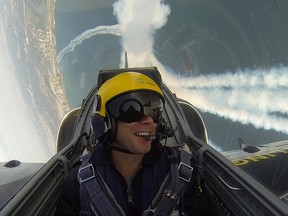 Toronto Sun Photographer Dave Abel is pictured in flight with the The Breitling Jet team on Friday. (DAVE ABEL, Toronto Sun)