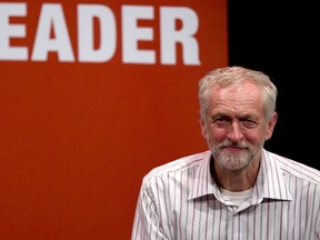 British Labour Party leadership candidate Jeremy Corbyn addresses a rally in Chelmsford, east of London, on September 2, 2015. The results of the Labour Party leadership contest are announced on September 12, 2015. AFP PHOTO / JUSTIN TALLIS