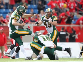 Eskimos kicker Grant Shaw missed a last-second field goal against the Stampeders in the 2012 Labour Day Classic. (Al Charest, Postmedia Network)