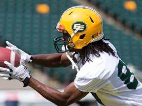 Derel Walker takes part in an Edmonton Eskimos team practice at Commonwealth Stadium, in Edmonton Alta. on Monday Aug. 24, 2015. David Bloom/Edmonton Sun/Postmedia Network