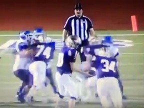 A pair of high school football players in Texas appeared to target this referee shortly after this still frame showing the play.