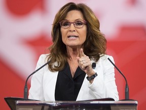 Former Republican Governor of Alaska Sarah Palin speaks at the 42nd annual Conservative Political Action Conference (CPAC) at National Harbor, Maryland in this February 26, 2015, file photo. Immigrants to the United States should "speak American," former Republican vice presidential nominee Sarah Palin said on September 6, 2015, adding her voice to a controversy triggered by Donald Trump's criticism of fellow Republican White House hopeful Jeb Bush's use of Spanish.  REUTERS/Joshua Roberts/Files