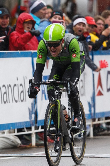 Lasse Norman Hansen with Cannondale-Garmin starts the final lap before winning Stage 5 of the Tour of Alberta, which ran from Edson to Spruce Grove, in Spruce Grove, Alta., on Sunday September 6, 2015. The race finishes in Edmonton on Sept. 7. Ian Kucerak/Edmonton Sun/Postmedia Network