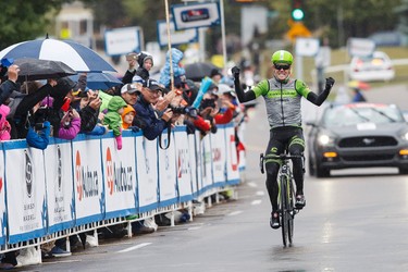 Lasse-Norman Hansen with Cannondale-Garmin wins Stage 5 of the Tour of Alberta, which ran from Edson to Spruce Grove, in Spruce Grove, Alta., on Sunday September 6, 2015. The race finishes in Edmonton on Sept. 7. Ian Kucerak/Edmonton Sun/Postmedia Network