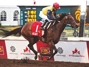 Justin Stein, seen here riding Academic at the Canadian Derby at Northlands Park in August, picked up his 1,000th win on Saturday. (POSTMEDIA NETWORK)