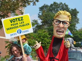 A mascot representing Premier Wynne made an appearance at Monday's Labour Day march.
