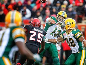 Mike Reilly entered Monday's game against the Stampeders in the fourth quarter but was unable to reverse the Eskimos losing effort. (Al Charest, Postmedia Network)