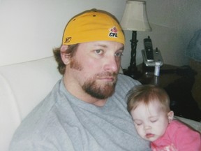 Cody Ledbetter, shown here with his daughter, was found dead after apparently committing suicide. (Postmedia Network File Photo)